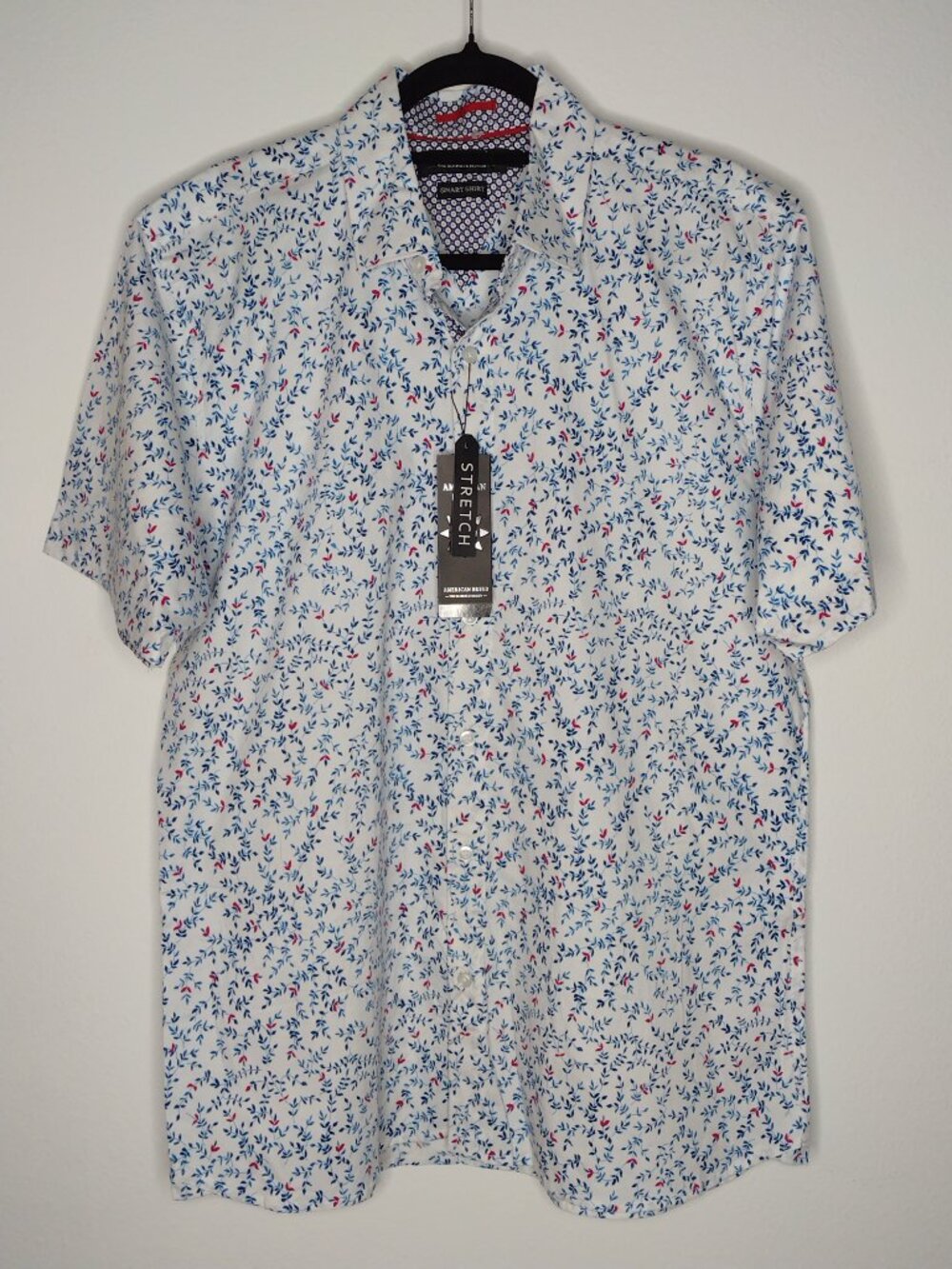 NWT American Breed Men's White Floral/Stretch Button Down Shirt Size 2XL
